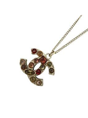 Chanel Necklace CC Logo Vintage Rhinestone 07A